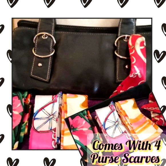 🌻Fun! Vegan Leather Bag With 4 Purse Scarves 🌻EUC❇️ - Picture 2 of 3